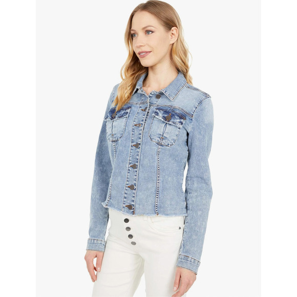KUT FROM THE KLOTH NWT Kara Denim Jean Jacket in Medium Standard Wash// XS - Picture 13 of 13